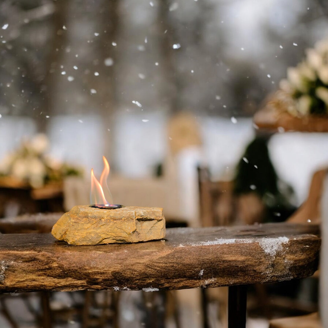 A Magical Wedding Night with the Autumn Gold Quartzite Firepit