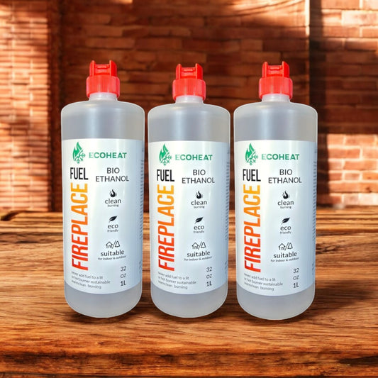 Bio-Ethanol Fireplace Fuel - High-Grade Ethyl Alcohol Smokeless Fuel for Ventless Fireplaces Ethanol Tabletops - Made in The USA with 200 Proof Ethanol, Clean-Burning - (32 oz / 1000 mL) - Pack of 3